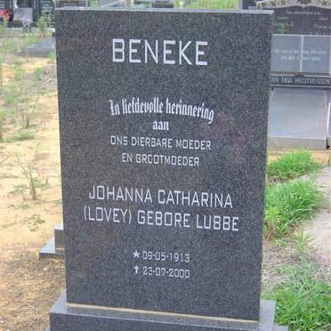 BENEKE Johanna Catharina nee LUBBE 1913-2000