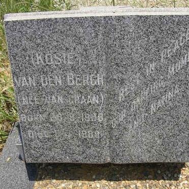 BERGH Kosie, van den nee VAN GRAAN 1908-1989