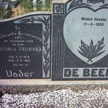 BEER Jacobus Frederick, de 1878-1969