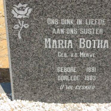 BOTHA Maria nee V.D. MERWE 1891-1983