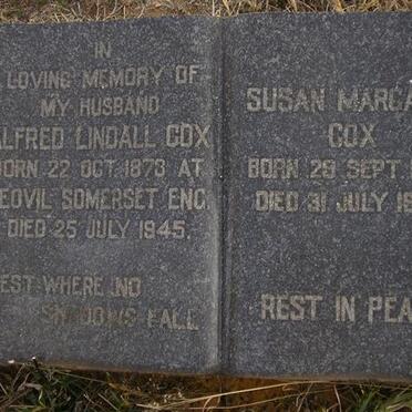 COX Alfred Lindall 1873-1945 &amp; Susan Margaret 1885-1950
