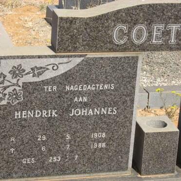 COETZER Hendrik Johannes 1908-1988 &amp; Elsie Sophia VAN ASWEGEN 1910-1982