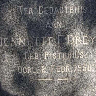 DREYER Jeanette F. néé PISTORIUS -1950