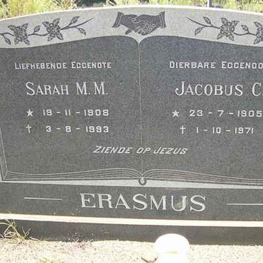 ERASMUS Jacobus C. 1905-1971 &amp; Sarah M.M. 1908-1993