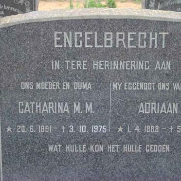 ENGELBRECHT Adriaan W. 1888-1968 &amp; Catharina M.M. 1891-1975