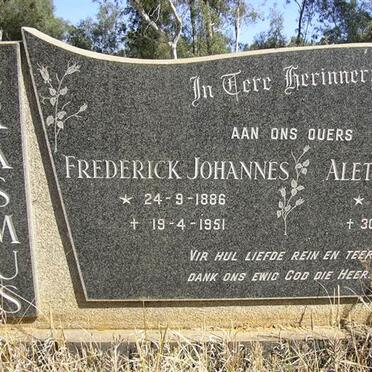 ERASMUS Frederick Johannes 1886-1968 &amp; Aletta Maria 1903-1968