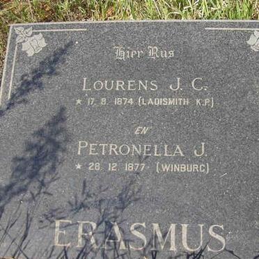 ERASMUS Lourens J.C. 1874-1961 &amp; Petronella J. 1877-1965