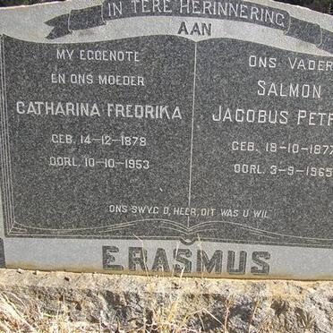 ERASMUS Salmon Jacobus Petrus 1877-1965 &amp; Catharina Fredrika 1878-1953
