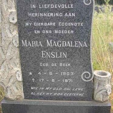 ENSLIN Maria Magdalena nee DE BEER 1903-1971