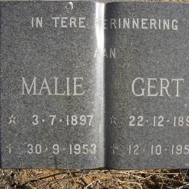 FOURIE Gert 1898-1959 &amp; Malie 1897-1953