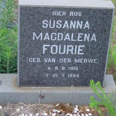 FOURIE Susanna Magdalena nee VAN DER MERWE 1915-1984