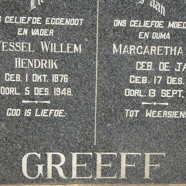 GREEFF Wessel Willem Hendrik 1876-1948 &amp; Margaretha Maria DE JAGER 1887-1983