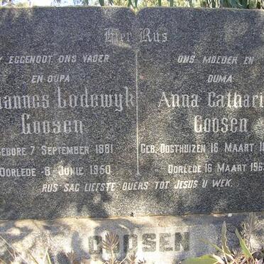 GOOSEN Johannes Lodewyk 1881-1950 &amp; Anna Catharina OOSTHUIZEN 1888-1963