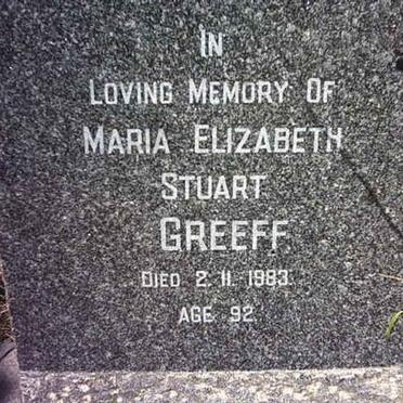 GREEFF Maria Elizabeth nee STUART -1983