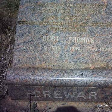 GREWAR Gert Thomas 1880-1970  &amp; Albertha SNYMAN 1882-1936