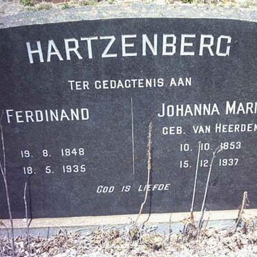HARTZENBERG Ferdinand 1848-1935 &amp; Johanna Maria VAN HEERDEN 1853-1937