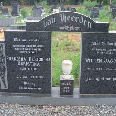 HEERDEN Willem Jacobus, van 1885-1972 &amp; Francina Herculina Christina GEYER 1902-19?5