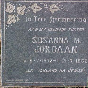 JORDAAN Susanna M. 1872-1962
