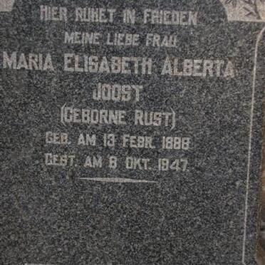 JOOST Maria Elisabeth Alberta néé RUST 1888-1947