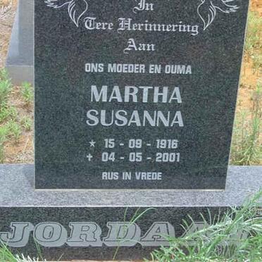 JORDAAN Martha Susanna 1916-2001