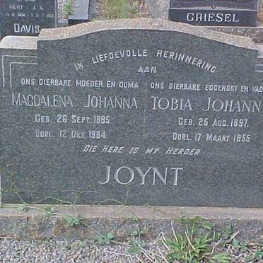 JOYNT Tobia Johannes 1897-1956 &amp; Magdalena Johanna 1895-1984