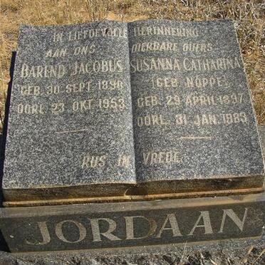 JORDAAN Barend Jacobus 1890-1953 &amp; Susanna Catharina NOPPE 1897-1983