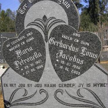 JORDAAN Gerhardus Louis Jacobus 1930-2003 &amp; Maria Petronella 1927-1986