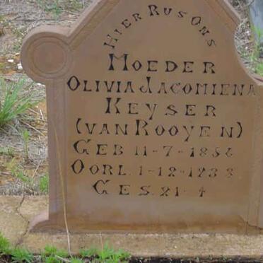 KEYSER Olivia Jacomiena nee VAN ROOYEN 185?-1933