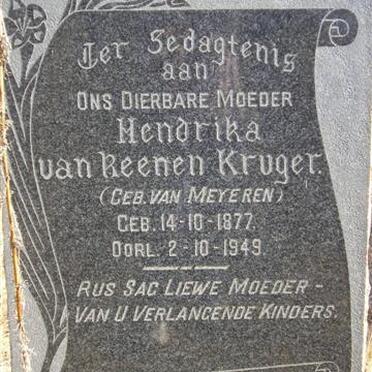 KRUGER Hendrika, van Reenen néé MEYEREN 1877-1949