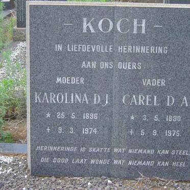 KOCH Carel D.A. 1890-1975 &amp; Karolina D.J. 1896-1974