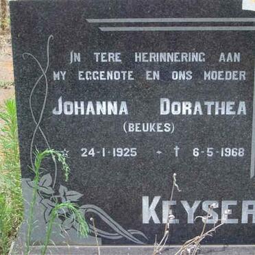 KEYSER Johanna Dorothea nee BEUKES 1925-1968