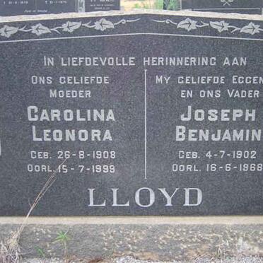 LLOYD Joseph Benjamin 1902-1968 &amp; Carolina Leonora 1908-1999