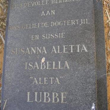 LUBBE Susanna Aletta Isabella 1987-1988
