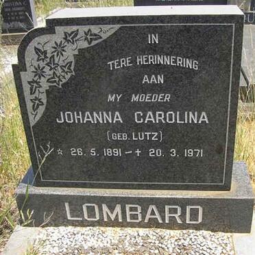 LOMBARD Johanna Carolina nee LUTZ 1891-1971