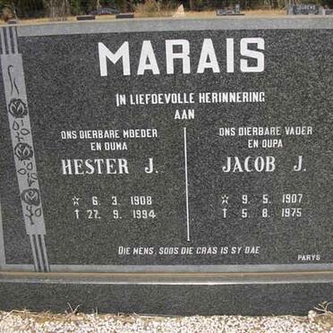 MARAIS Jacob J. 1907-1975 &amp; Hester J. 1908-1994