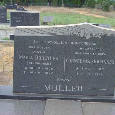 MULLER Cornelius Johannes 1903-1976 &amp; Maria Dorothea DANHAÜSER 1908-1977