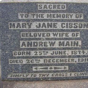 MAIN Mary Jane nee GIBSON 1874-1911