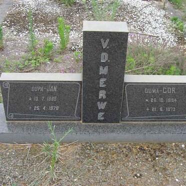 MERWE Jan, v.d. 1885-1978 &amp; Cor 1894-1973