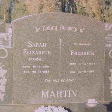 MARTIN Frederick 1900-19?? &amp; Sarah Elizabeth RANDALL 1934-1994