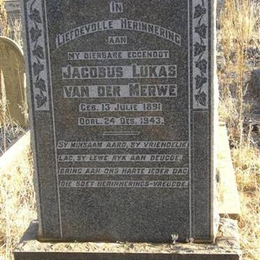 MERWE Jacobus Lukas, van der 1891-1943