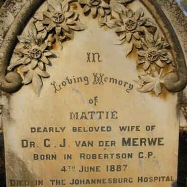 MERWE Mattie, van der 1887-1913