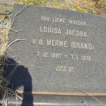 MERWE Louisa Jacoba, v.d. nee BRAND 1887-1976