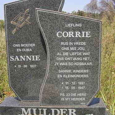 MULDER Corrie 1927-1997 &amp; Sannie 1927-