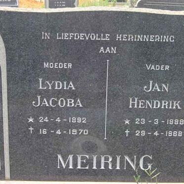 MEIRING Jan Hendrik 1888-1968 &amp; Lydia Jacoba 1892-1970