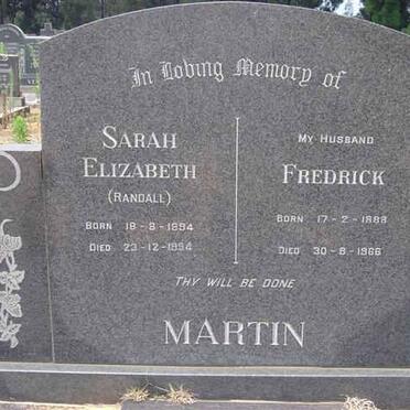 MARTIN Frederick 1888-1966 &amp; Sarah Elizabeth RANDALL 1894-1994