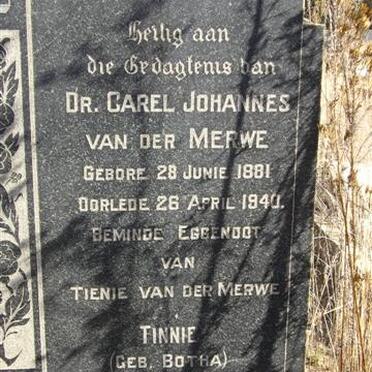 MERWE Carel Johannes, van der 1881-1940 &amp; Tienie BOTHA 1892-1976