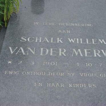 MERWE Schalk Willem, van der 1901-1973