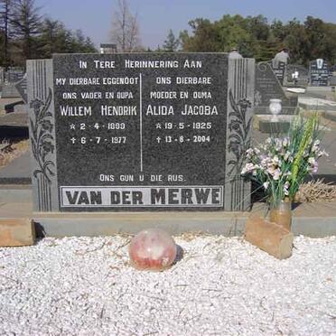 MERWE Willem Hendrik, van der 1899-1977 &amp; Alida Jacoba 1925-2004