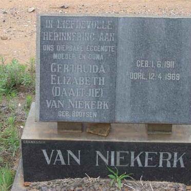NIEKERK Gertruida Elizabeth, van nee BOOYSEN 1911-1969