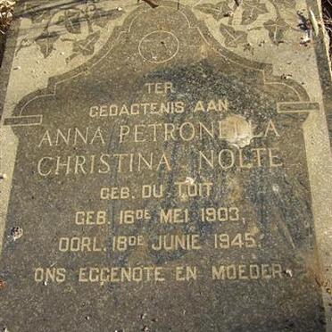 NOLTE Anna Petronella Christina néé DU TOIT 1903-1945